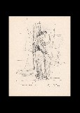 ;Figura sul mare; 1950 china 19.5x25 cm