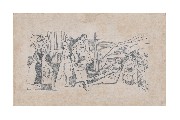 ;Donne sul mare; disegno a penna 1975 cm 16x25