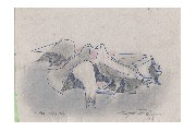;Due colombi; tecnica mista 1982 cm 16.5x243