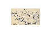 ;Paesaggio; disegno a penna cm 1954 11.5x19.5