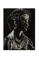 ;Ritratto di madre; china bianca e tempera 1953 cm 28x37