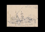 ;Darsena Viareggina; 1945 penna 24.5x17.5 cm